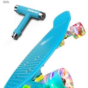Deleven Blue Skateboard with LED Wheels